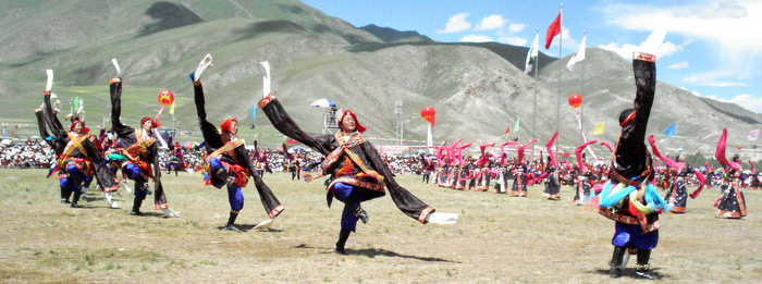 Dancers at the Yushu Horse Festival in Jyekundo, Kham