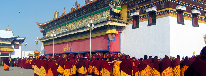 Monks at a festival at Ser Monastery