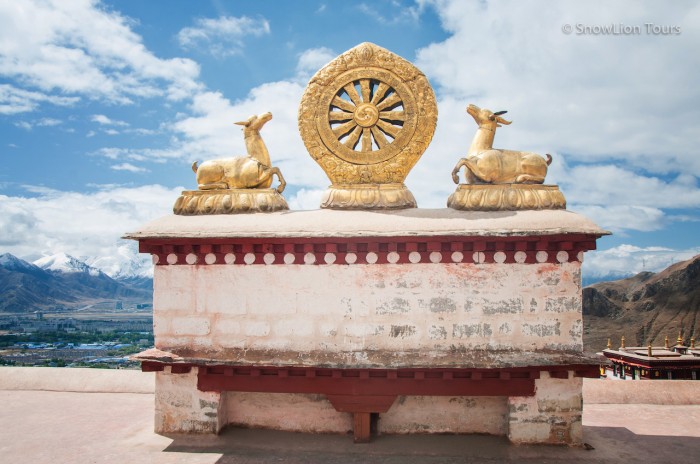 Дхармачакра на крыше монастыря Дрепунг