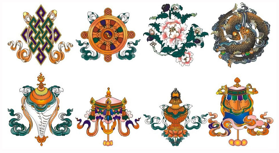 8 благих символов, буддизм, тибетский буддизм, В Тибет из Китая, пермиты в Тибет