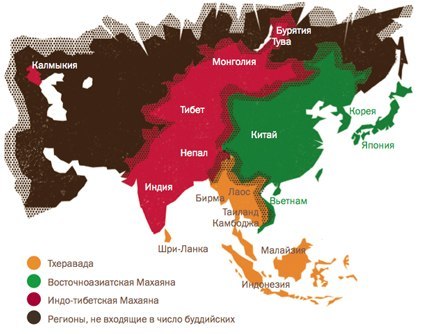 Схема распространения буддизма, буддизм в Азии, Махаяна и тхеравада, тур в Тибет