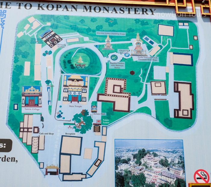 Схема монастыря Копан, Непал, Катманду, тур в Тибет из Непала